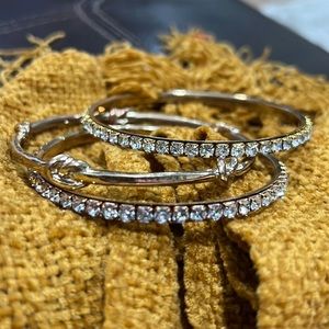 Set of 3 Beautiful Bangle Bracelets Rhinestone